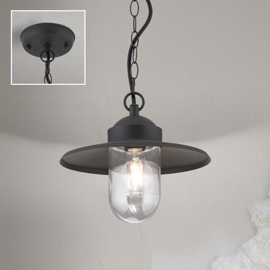 Pendellampa för utomhusbruk EDWARD 1xE27/60W/230V IP44 svart