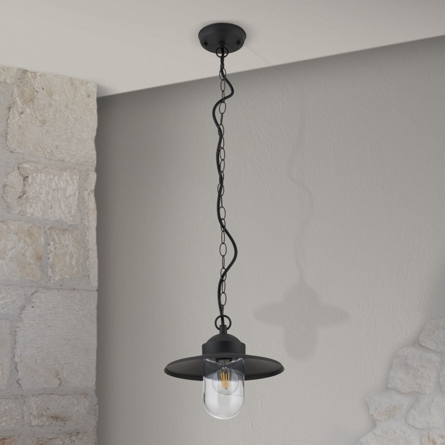 Pendellampa för utomhusbruk EDWARD 1xE27/60W/230V IP44 svart