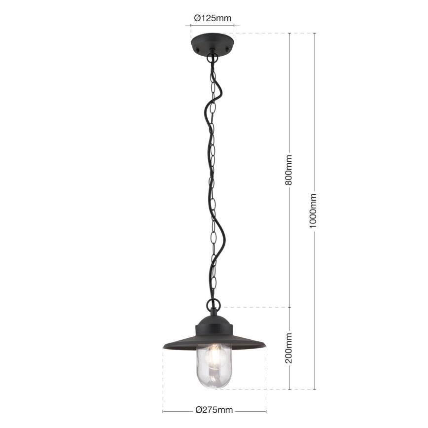Pendellampa för utomhusbruk EDWARD 1xE27/60W/230V IP44 svart