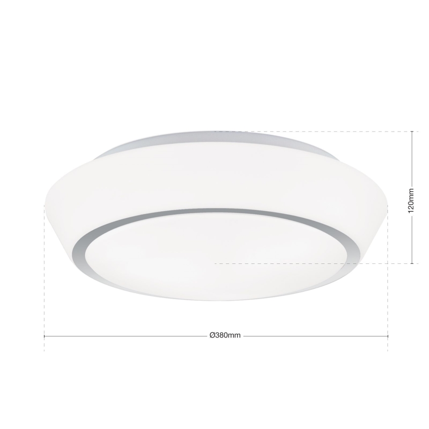 Badrumstaklampa TENA 3xE27/60W/230V Ø 38 cm IP44 vit