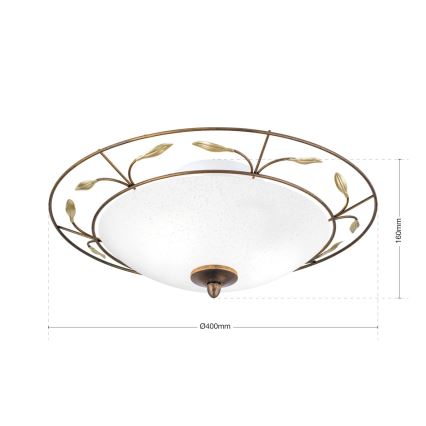 Taklampa LUCA 2xE14/40W/230V diameter 40 cm brons/patina