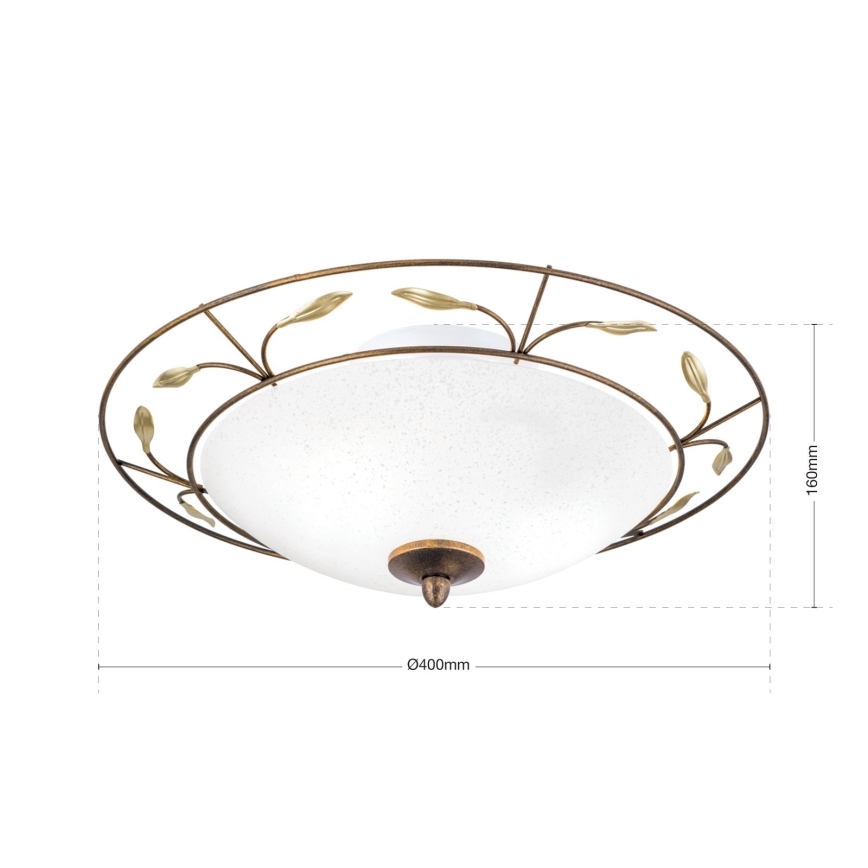 Taklampa LUCA 2xE14/40W/230V diameter 40 cm brons/patina