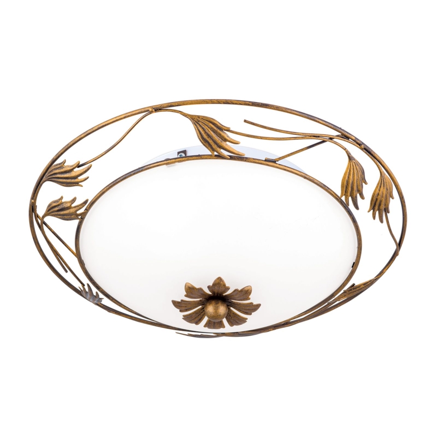 Taklampa FLEUR 2xE27/60W/230V diameter 40 cm brons