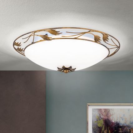 Taklampa FLEUR 3xE27/60W/230V diameter 50 cm brons
