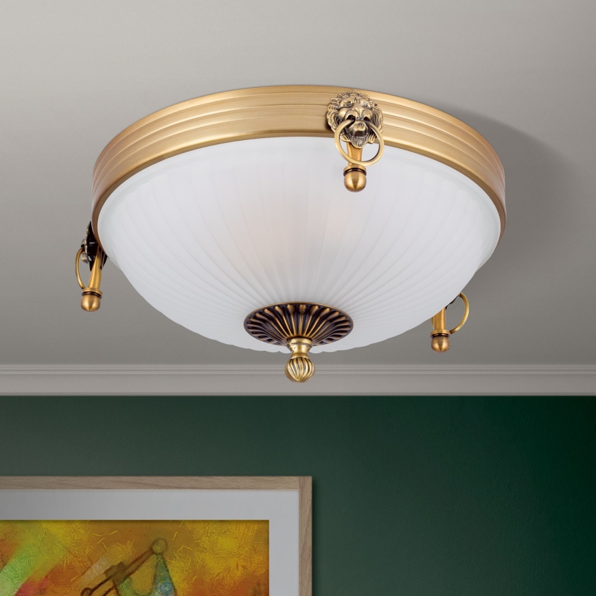 Taklampa ROCCA 2xE27/60W/230V diameter 31 cm brons/vit