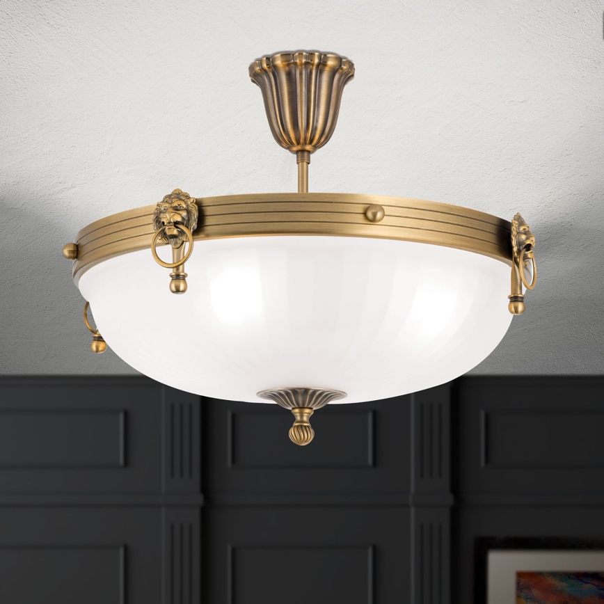Ytmonterad ljuskrona ROCCA 4xE27/60W/230V diameter 43 cm brons/vit