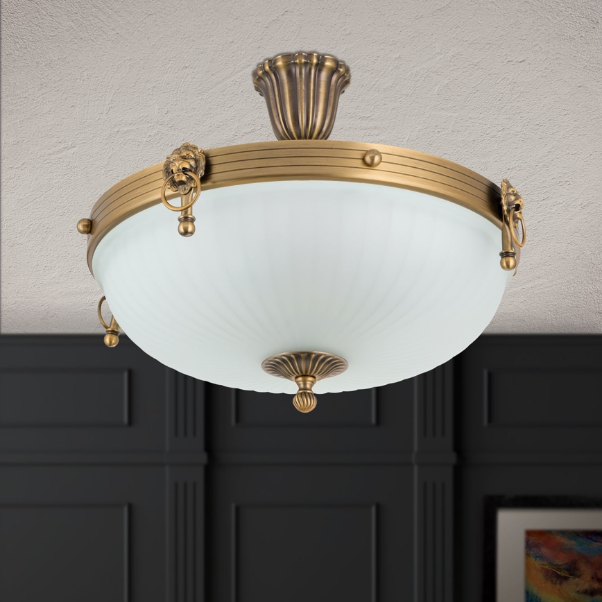 Ytmonterad ljuskrona ROCCA 4xE27/60W/230V diameter 43 cm brons/vit
