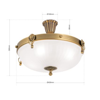 Ytmonterad ljuskrona ROCCA 4xE27/60W/230V diameter 43 cm brons/vit