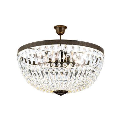 Hängande kristallkrona ARILA 6xE27/60W/230V diameter 60 cm brun/patina