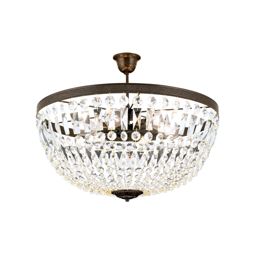 Hängande kristallkrona ARILA 6xE27/60W/230V diameter 60 cm brun/patina