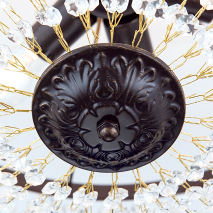 Hängande kristallkrona ARILA 6xE27/60W/230V diameter 60 cm brun/patina