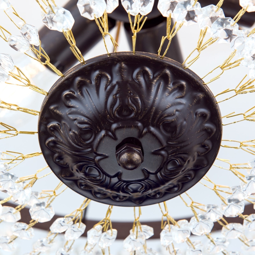 Hängande kristallkrona ARILA 6xE27/60W/230V diameter 60 cm brun/patina