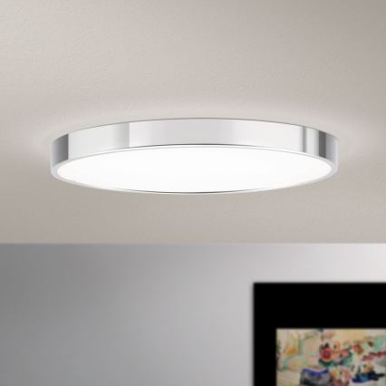 LED taklampa BULLY LED/28W/230V diameter 28 cm skinande krom