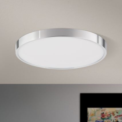 LED taklampa BULLY LED/28W/230V diameter 28 cm skinande krom