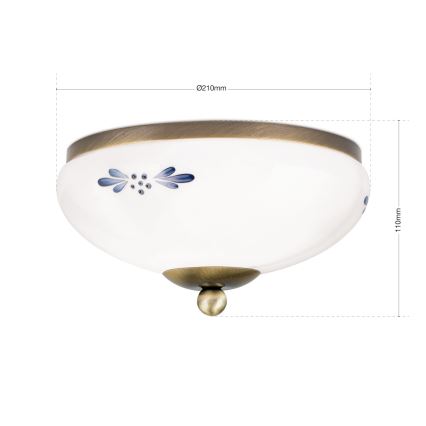 Taklampa LANDHAUS 1xE27/60W/230V diameter 21 cm brons/vit