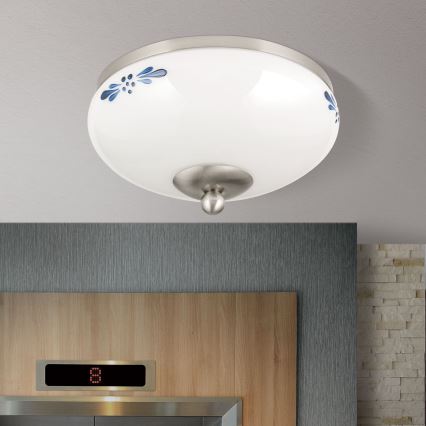 Taklampa LANDHAUS 1xE27/60W/230V diameter 21 cm matt krom/vit