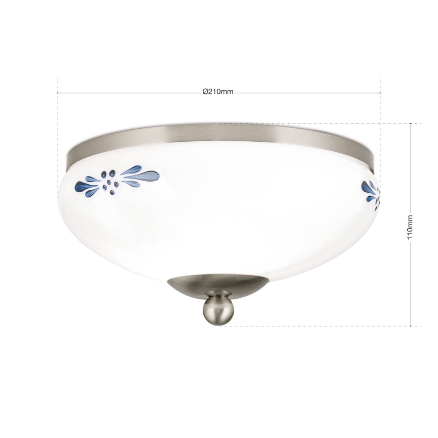 Taklampa LANDHAUS 1xE27/60W/230V diameter 21 cm matt krom/vit