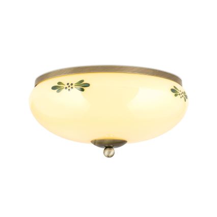 Taklampa LANDHAUS 2xE27/60W/230V diameter 28 cm brons/beige