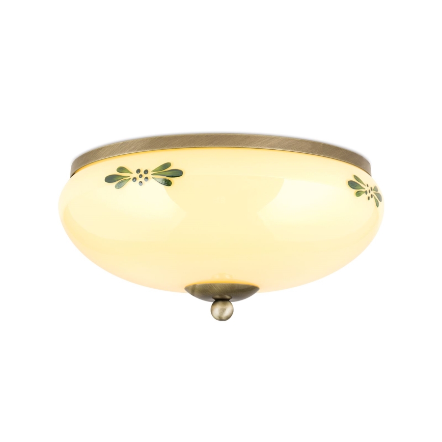 Taklampa LANDHAUS 2xE27/60W/230V diameter 28 cm brons/beige