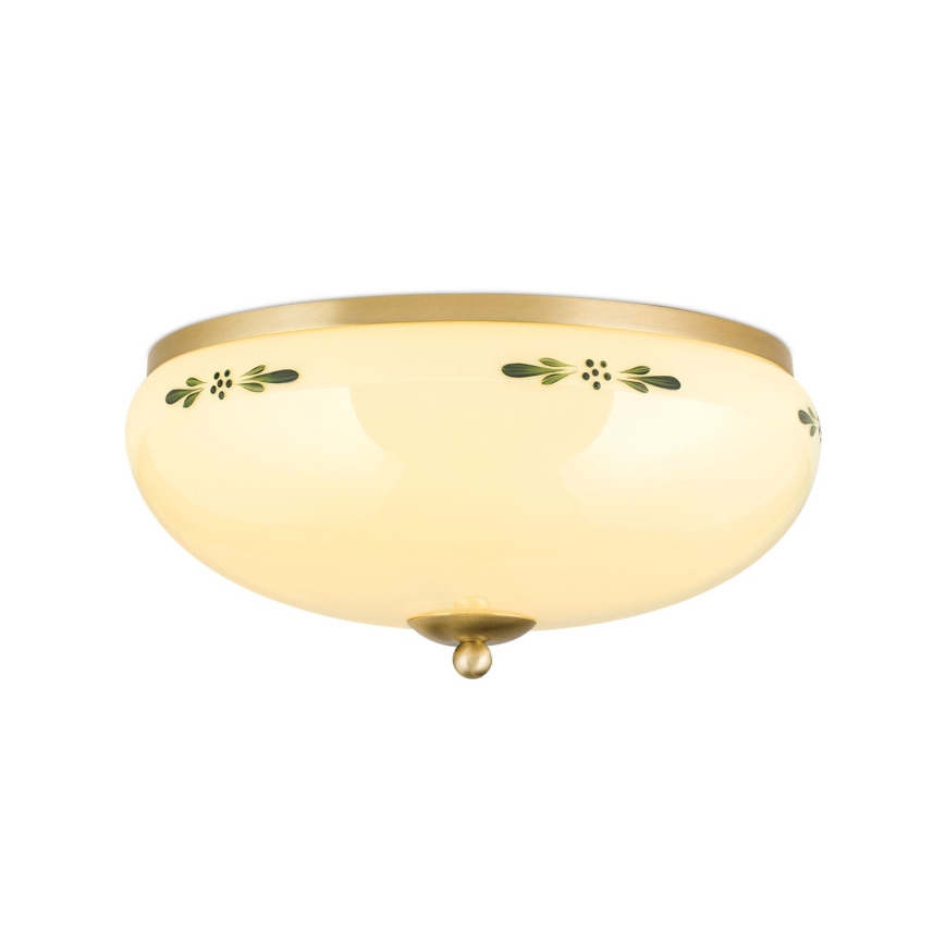 Taklampa LANDHAUS 3xE27/60W/230V diameter 35 cm mässing/beige