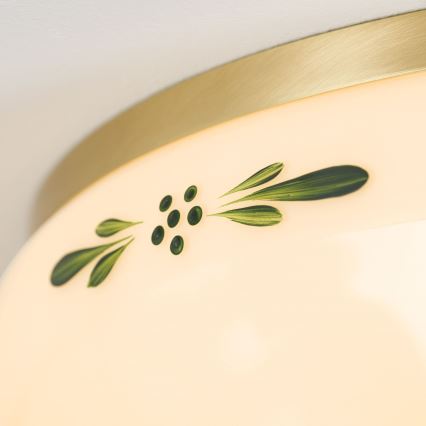 Taklampa LANDHAUS 3xE27/60W/230V diameter 35 cm mässing/beige