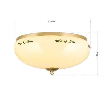 Taklampa LANDHAUS 3xE27/60W/230V diameter 35 cm mässing/beige