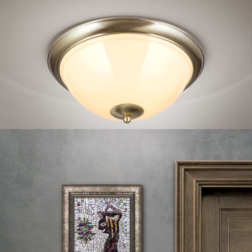 Taklampa AUSTRIAN OLD LAMP 3xE27/60W/230V diameter 50 cm brons/beige
