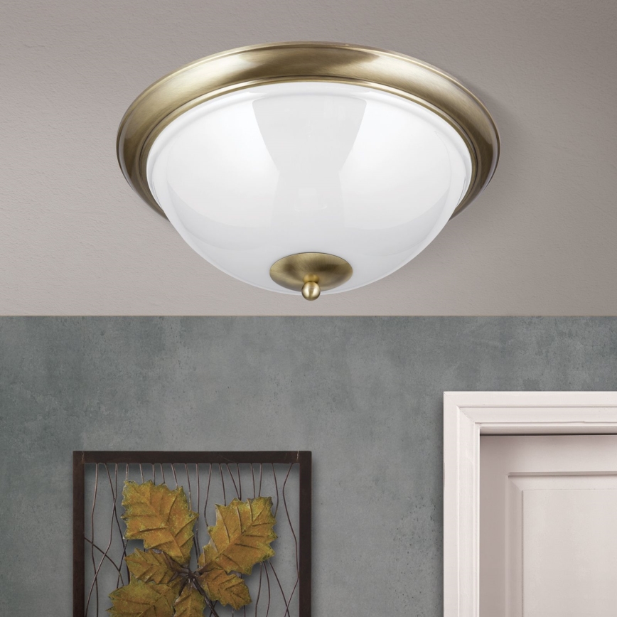 Taklampa AUSTRIAN OLD LAMP 3xE27/60W/230V diameter 50 cm brons/vit