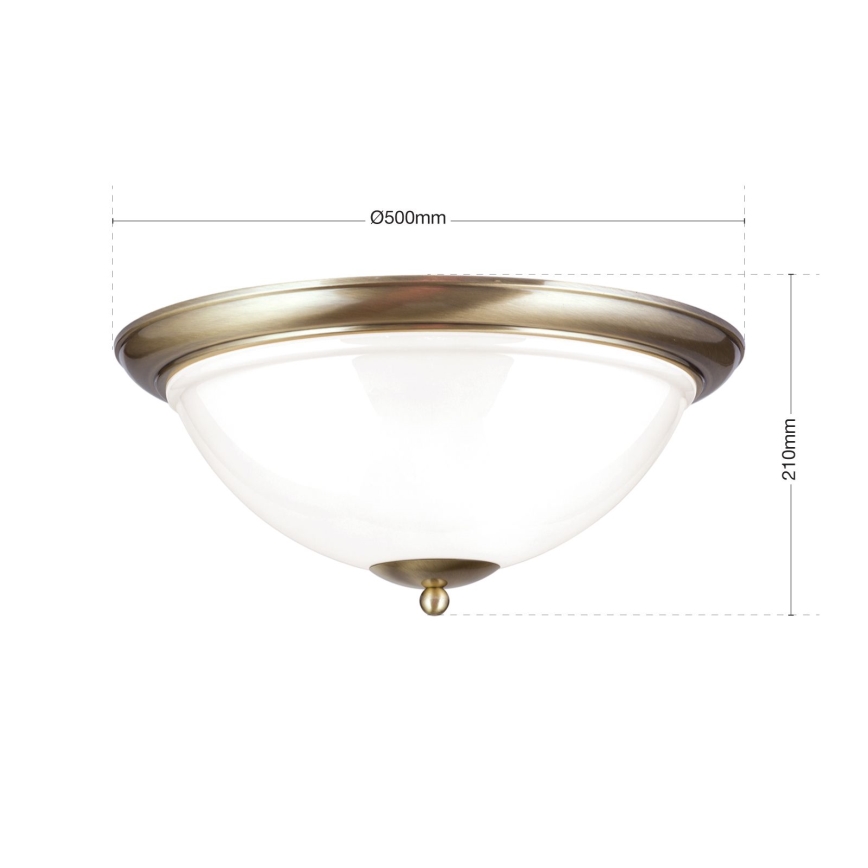 Taklampa AUSTRIAN OLD LAMP 3xE27/60W/230V diameter 50 cm brons/vit