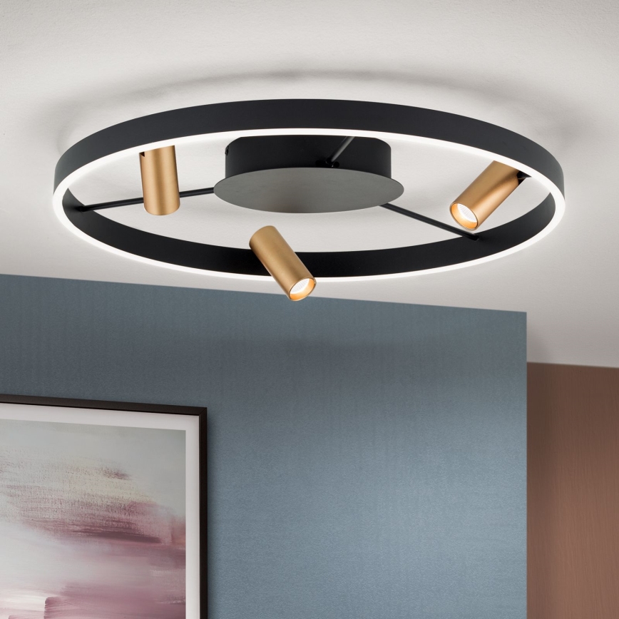 LED Dimbar taklampa BERLIN LED/50W/230V svart/guld