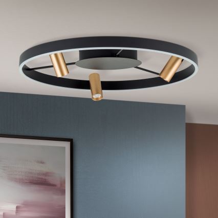 LED Dimbar taklampa BERLIN LED/50W/230V svart/guld
