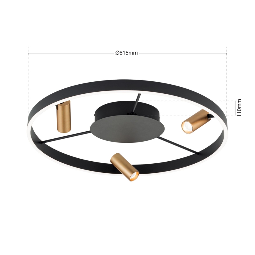 LED Dimbar taklampa BERLIN LED/50W/230V svart/guld