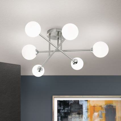Ytmonterad ljuskrona SNOWWHITE 6xG9/20W/230V diameter 84 cm matt krom