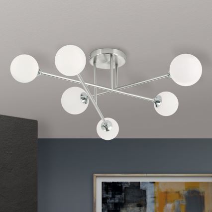 Ytmonterad ljuskrona SNOWWHITE 6xG9/20W/230V diameter 84 cm matt krom