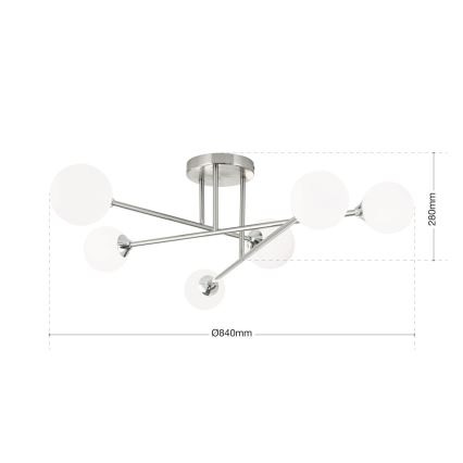 Ytmonterad ljuskrona SNOWWHITE 6xG9/20W/230V diameter 84 cm matt krom