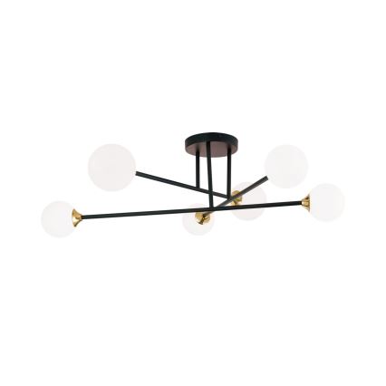 Ytmonterad ljuskrona SNOWWHITE 6xG9/20W/230V diameter 84 cm svart/guld