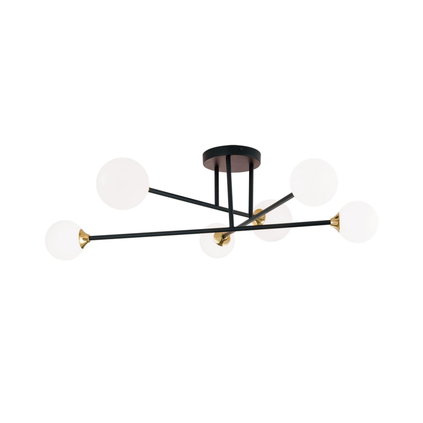 Ytmonterad ljuskrona SNOWWHITE 6xG9/20W/230V diameter 84 cm svart/guld