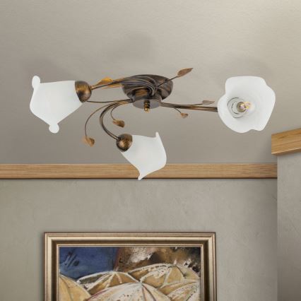 Ytmonterad ljuskrona SISI 3xE14/40W/230V diameter 60 cm brons/patina
