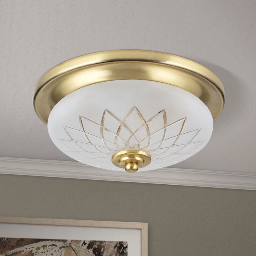 Taklampa PORTO 1xE27/40W/230V diameter 26 cm guld