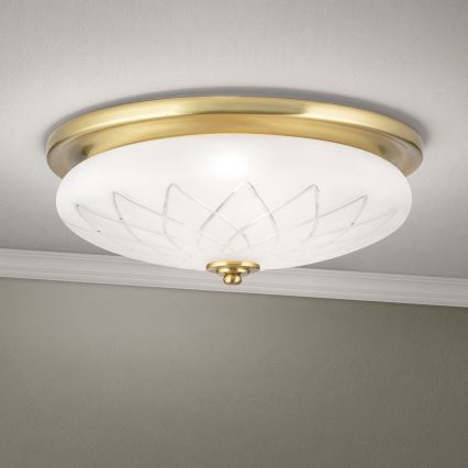 Taklampa PORTO 2xE27/40W/230V diameter 37 cm guld