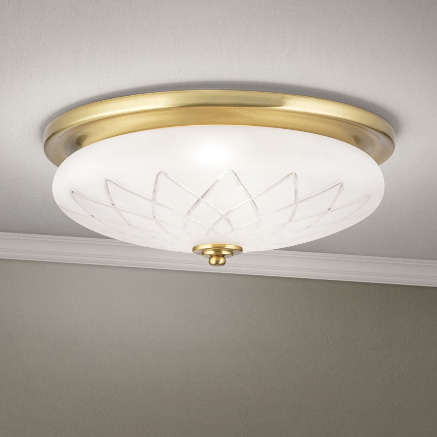 Taklampa PORTO 2xE27/40W/230V diameter 37 cm guld