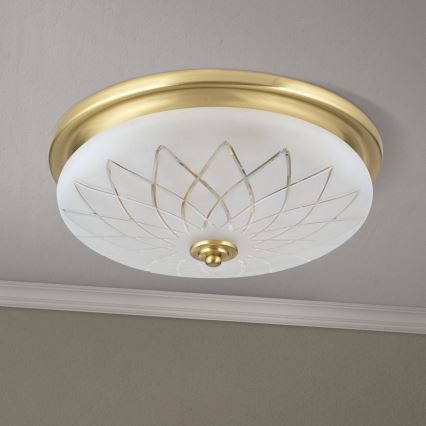 Taklampa PORTO 2xE27/40W/230V diameter 37 cm guld