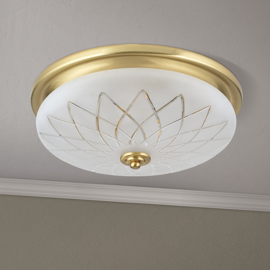 Taklampa PORTO 2xE27/40W/230V diameter 37 cm guld