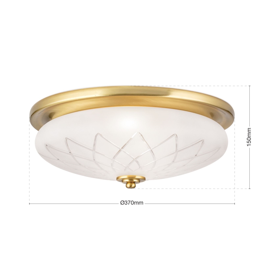 Taklampa PORTO 2xE27/40W/230V diameter 37 cm guld
