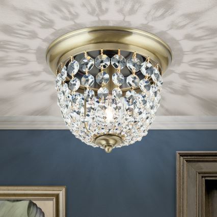 Vägglampa i kristall PLAFOND 1xE27/40W/230V diameter 26 cm brons