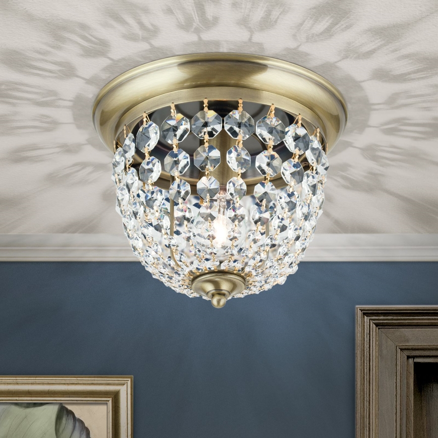 Vägglampa i kristall PLAFOND 1xE27/40W/230V diameter 26 cm brons