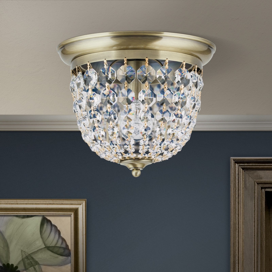 Vägglampa i kristall PLAFOND 1xE27/40W/230V diameter 26 cm brons