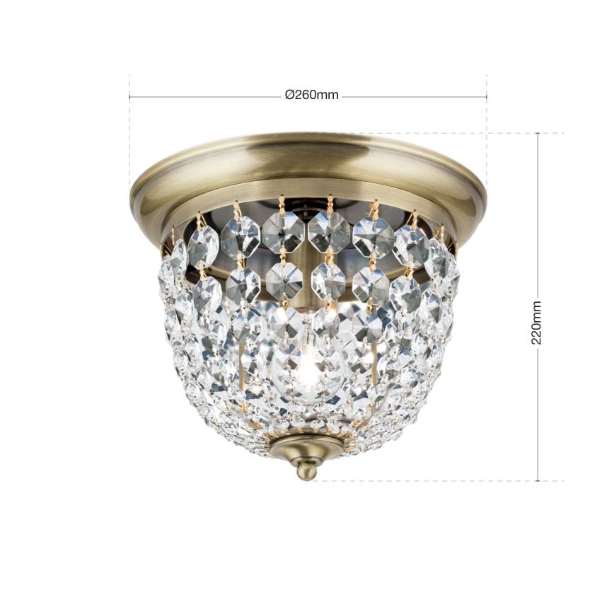 Vägglampa i kristall PLAFOND 1xE27/40W/230V diameter 26 cm brons