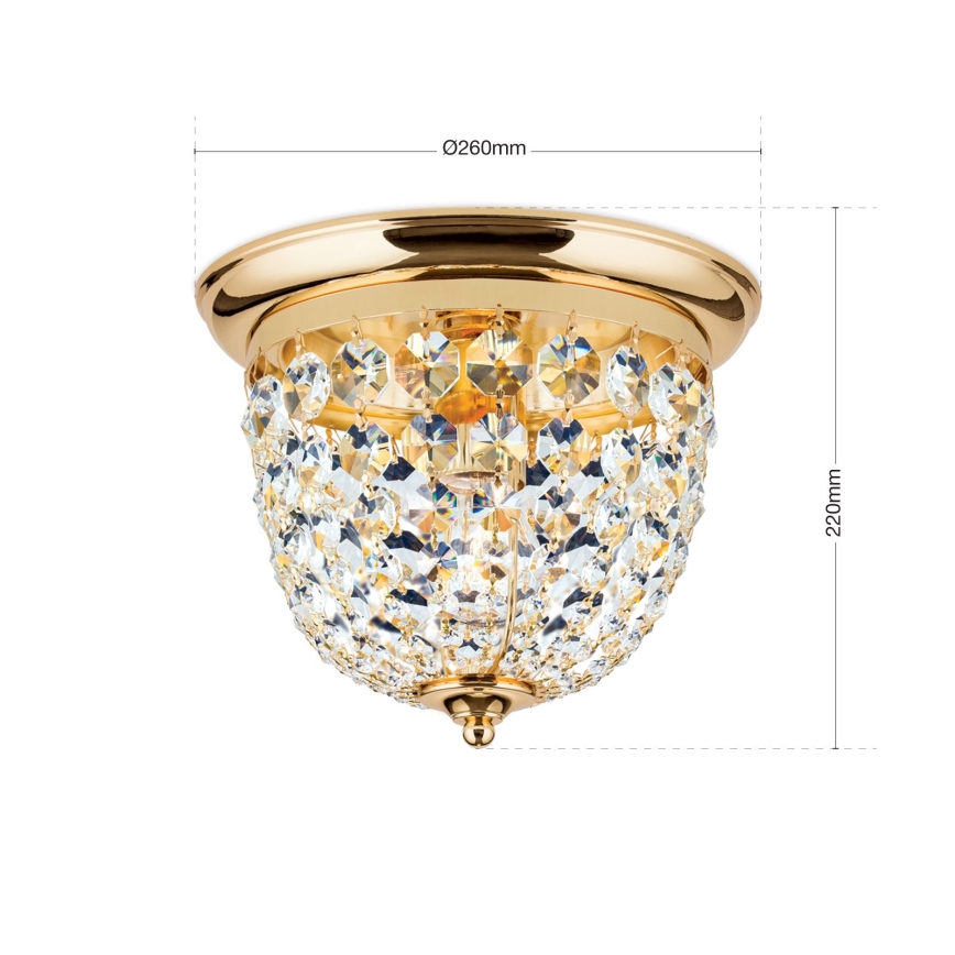 Vägglampa i kristall PLAFOND 1xE27/40W/230V diameter 26 cm guld