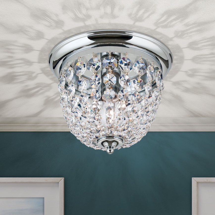 Vägglampa i kristall PLAFOND 1xE27/40W/230V diameter 26 cm skinande krom